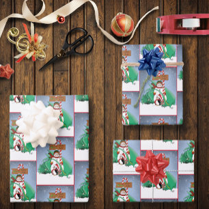 Noordpool Sneeuwman Draak Pinguïn Kerstmis Inpakpapier Vel