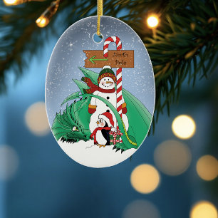 Noordpool Sneeuwman Draak Pinguïn Kerstmis Keramisch Ornament