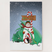 Noordpool Sneeuwman Draak Pinguïn Kerstmis Legpuzzel (Verticaal)
