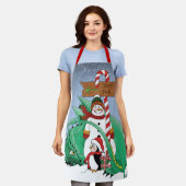 Noordpool Sneeuwman Draak Pinguïn Kerstmis Schort (Gedragen)