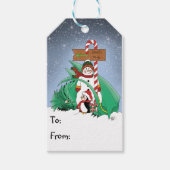 Noordpool Sneeuwman Dragon Pinguïn Kerstmis Cadeaulabel (Voorkant)