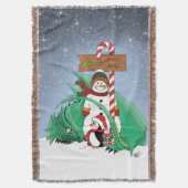 Noordpool Sneeuwman Dragon Pinguïn Kerstmis Deken (Voorkant Verticaal)