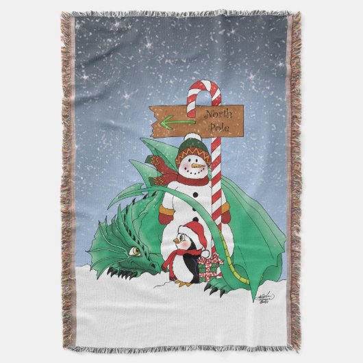 Noordpool Sneeuwman Dragon Pinguïn Kerstmis Deken (Voorkant Verticaal)
