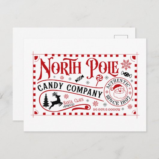 Noordpool snoep bedrijf feestdagenkaart (Voorkant / Achterkant)