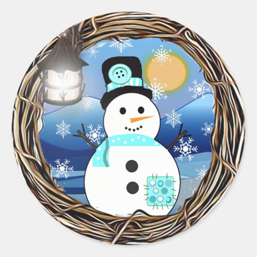 Noordpool - Snowman - Kerstmis Ronde Sticker (Voorkant)