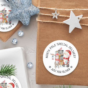Noordpool Speciale Levering Kerstman en Rendieren Ronde Sticker