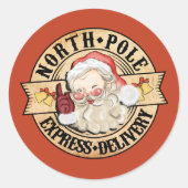 Noordpool Speciale Levering Kerstman Ronde Sticker (Voorkant)