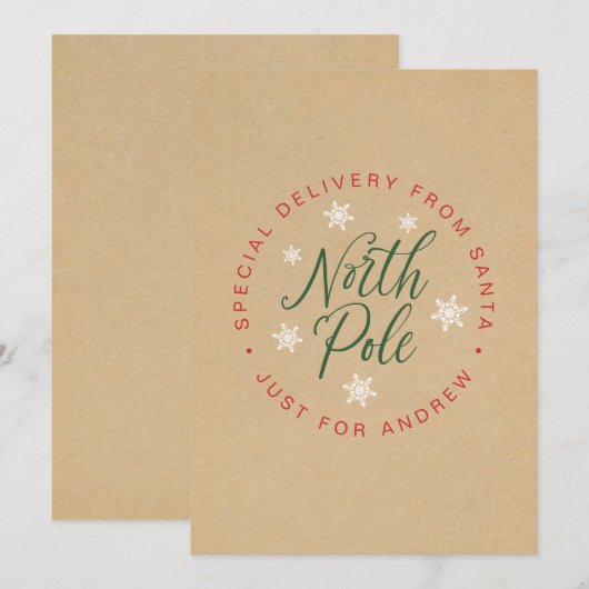 Noordpool Speciale Levering KraftBrown Aangepaste  Bedankkaart (Voorkant / Achterkant)