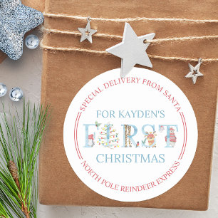Noordpool Speciale Levering Schattig Eerste Kerstm Ronde Sticker