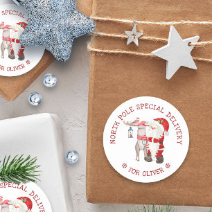 Noordpool Speciale Levering Schattige Kerstman & R Ronde Sticker