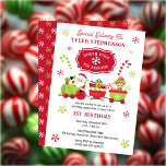 Noordpool Speelgoed Express trein 1e verjaardagsfe Kaart<br><div class="desc">Plan het verjaardagsfeestje van je kind in de stijl van de "North Pole Speelgoed Express" met deze schattige Santa en Santa's Helpers die cadeaus meenemen voor het gelukkige verjaardagsfeest in de kind.</div>