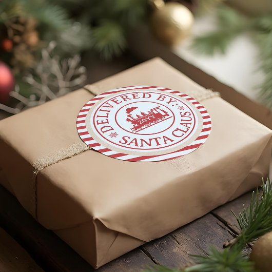 Noordpool trein speciale levering door Santa Claus Ronde Sticker