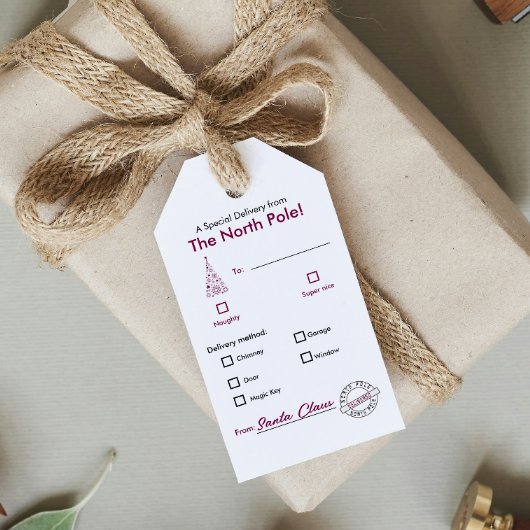 Noordpool trendy Magenta Kerstmis Naam Gift Label Cadeaulabel