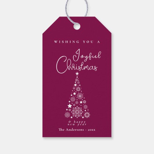 Noordpool trendy Magenta Kerstmis Naam Gift Label Cadeaulabel (Achterkant)