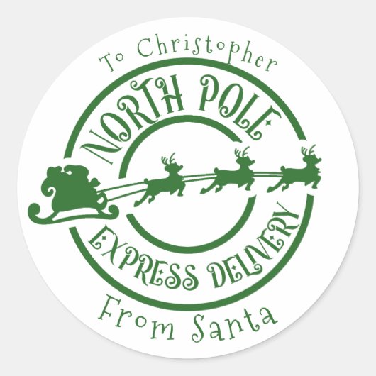Noordpool Van Kerstman Postzegel Express  Ronde Sticker (Voorkant)