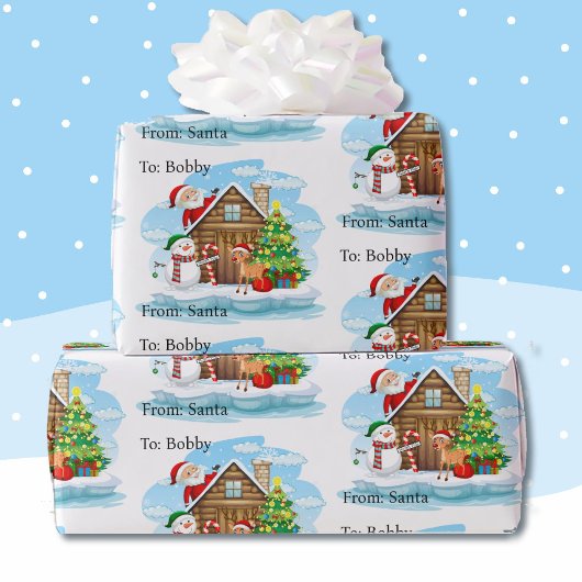 Noordpool van Santa Voeg kindernaam toe Cadeaupapier