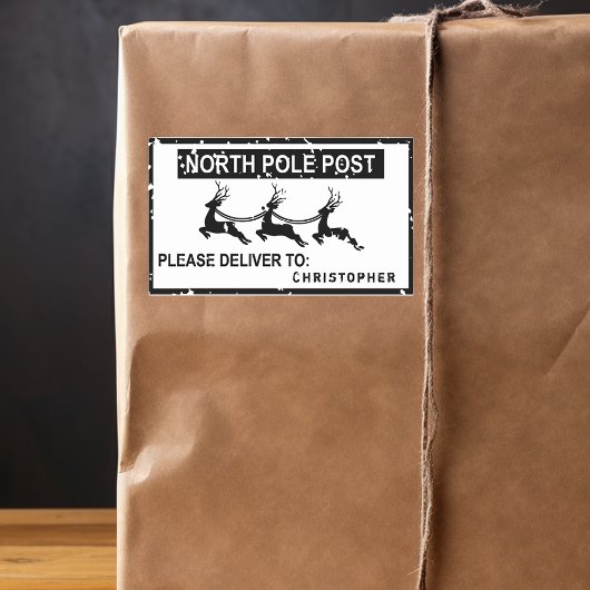 Noordpool vanaf Santa postage Rechthoekige Sticker