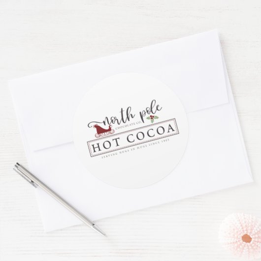 Noordpool warme cacao ronde sticker (Envelop)