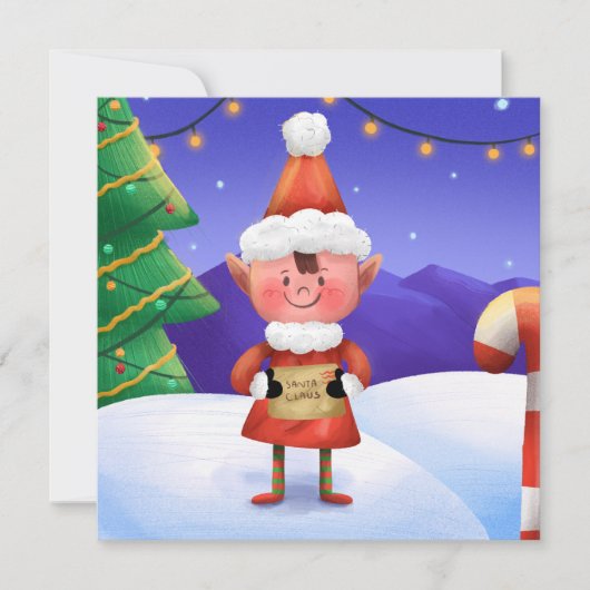Noordpool Wensen Elf Kerstkaart (Voorkant)