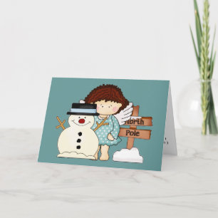 Noordpool Winter Angel & Snowman-kerstKaart Feestdagen Kaart