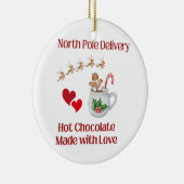 Noordpoolbezorging Hete Chocolade met Liefde op ee Keramisch Ornament (Rechts)