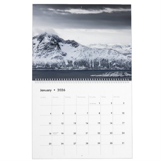 Noordpoolgebied 2026 kalender (Jan 2026)