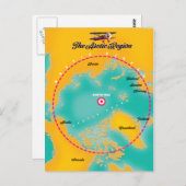 Noordpoolgebied noordpoolkaart briefkaart (Voorkant / Achterkant)