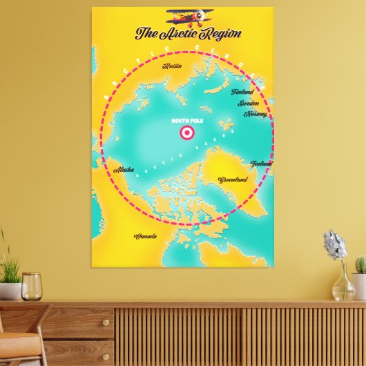 Noordpoolgebied noordpoolkaart canvas afdruk (Insitu (Woonkamer))