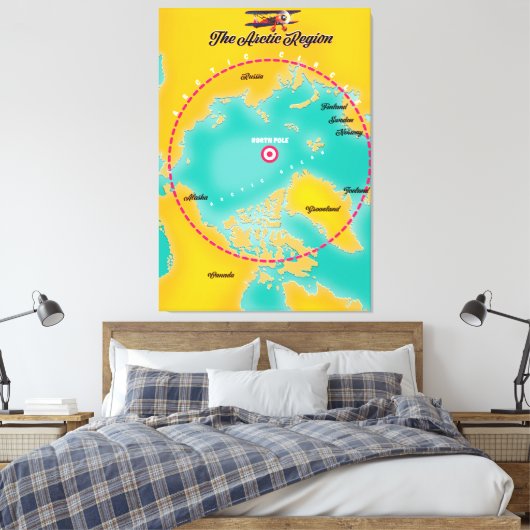 Noordpoolgebied noordpoolkaart canvas afdruk (Insitu (Slaapkamer))