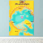 Noordpoolgebied noordpoolkaart canvas afdruk (Insitu (Houten vloer))