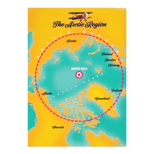 Noordpoolgebied noordpoolkaart foto afdruk (Voorkant)