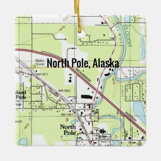 Noordpoolkaart Keramisch Ornament (Voorkant)