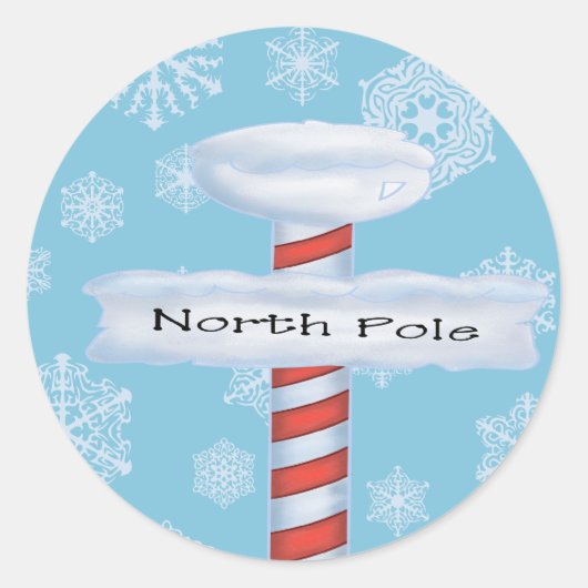 Noordpoolkerst Ronde Sticker (Voorkant)