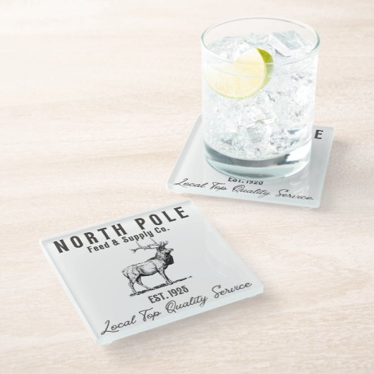 Noordpoolvoer en -voorziening Co. Glazen Onderzetter (Schuin)