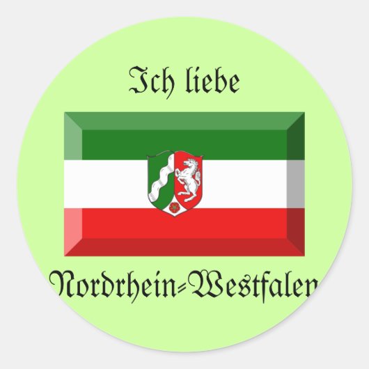 Noordrijn-Westfalen Vlag Gem Ronde Sticker (Voorkant)