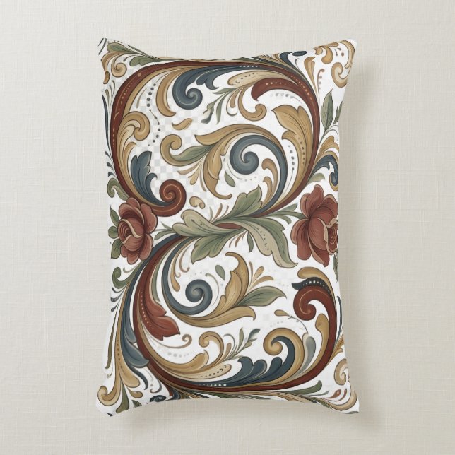 Noords erfgoed Rosemaling Design accentkussen Accent Kussen (Voorkant(Verticaal))