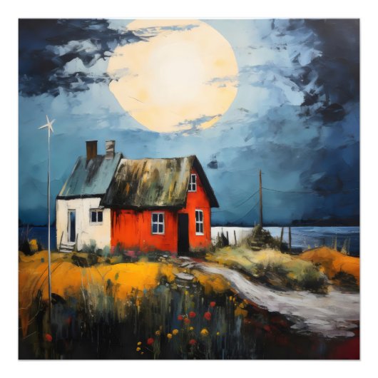 Noords landschap kleurrijk foto afdruk (Voorkant)