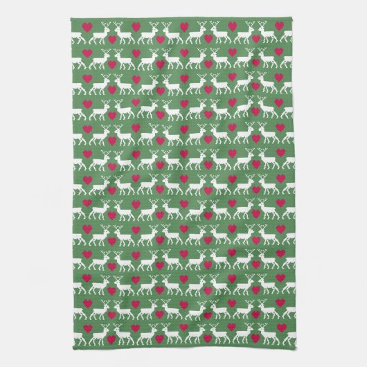 Noords Rendier & Hartjes Patroon Theedoek (Verticaal)