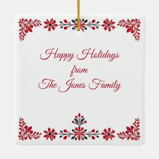 Noords Scandinavisch dorp Keramisch Ornament (Achterkant)