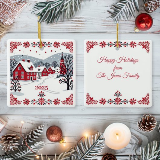 Noords Scandinavisch dorp Keramisch Ornament