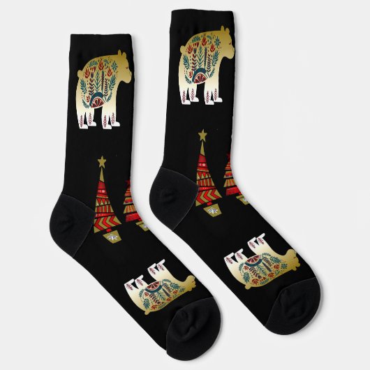 Noordse artistieke kerstbomen Golden Beer sterren Sokken (Rechts)