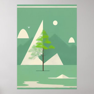 Noordse bergen: Abstract Poster voor thuisdecor