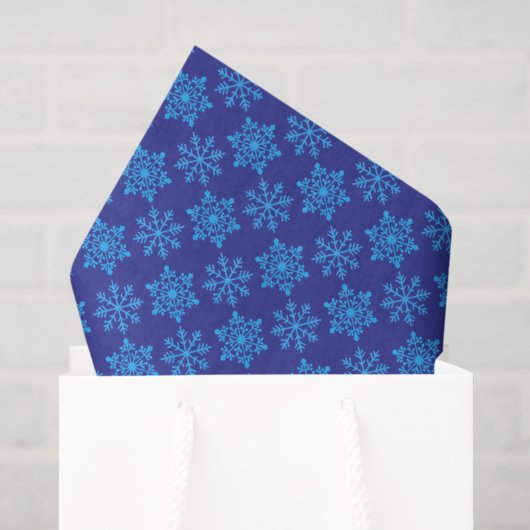 Noordse Blauwe Sneeuwvlok (Glitter Effect) op Lapi Tissuepapier (Cadeauzakje)