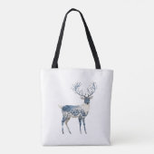 Noordse Blauwe Witte Herten Kerst Tote Bag (Achterkant)
