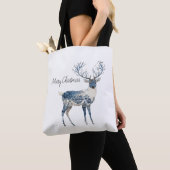 Noordse Blauwe Witte Herten Kerst Tote Bag (Dichtbij)