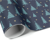 Noordse Blauwgroen kerstbomen donker Cadeaupapier (Rol Hoek)
