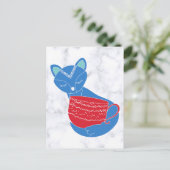 noordse blauwvos met rode Mok Briefkaart (Staand voorkant)