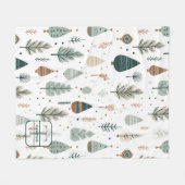 Noordse Bomen Scandi Monogram Naam Fleece Deken (Voorkant (Horizontaal))