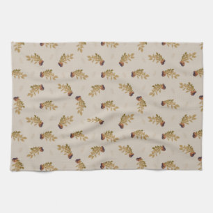 Noordse botanische bespatroon neutraal beige Scand Theedoek
