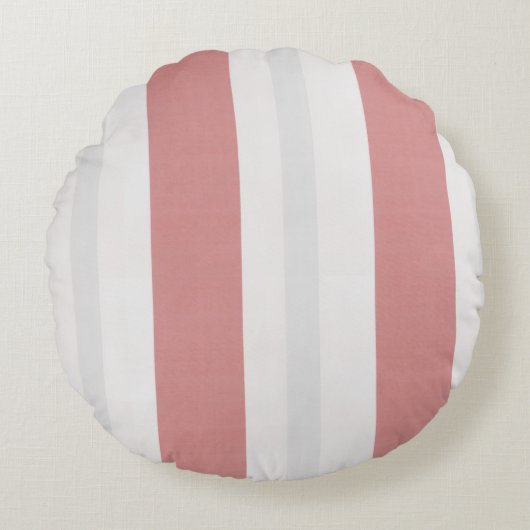 Noordse Cottage Strepen – Blush & Mist Rond Kussen (Voorkant)